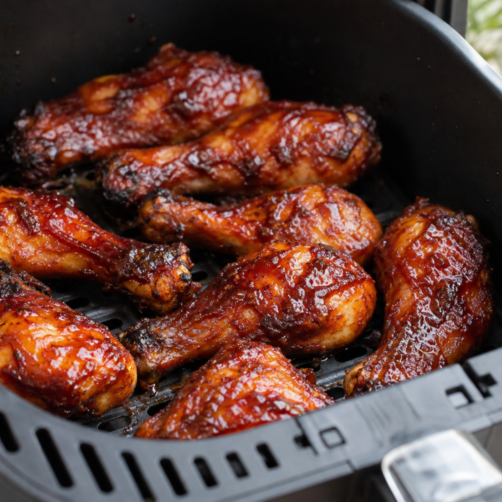 BBQ Air Fryer Chicken Drumsticks With Crispy Edges