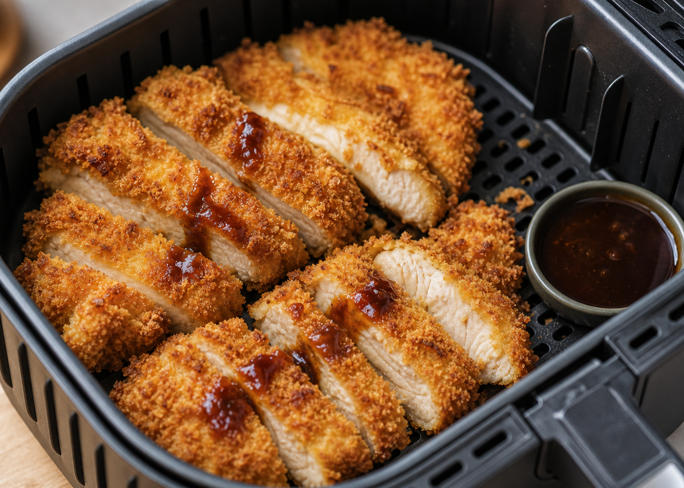 Crispy Air Fryer Chicken Katsu With Tonkatsu Sauce