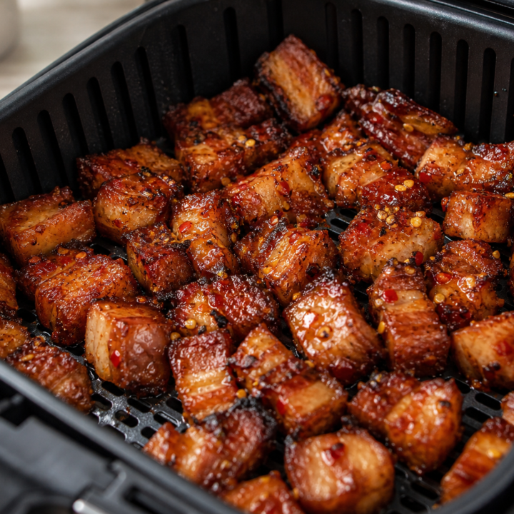 Crispy Air Fryer Pork Belly Bites With Chili Honey