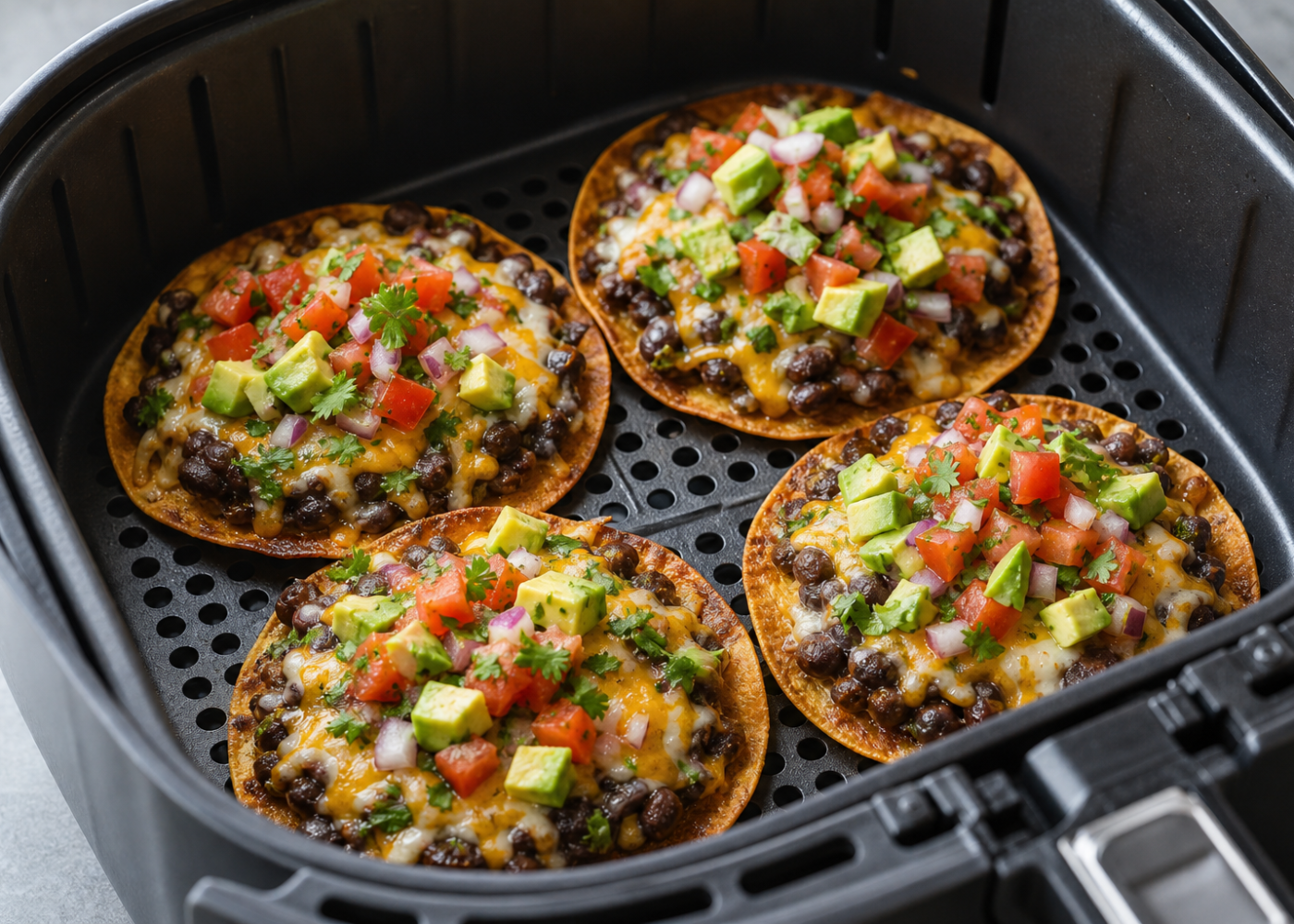Crispy Air Fryer Tostadas With Black Beans