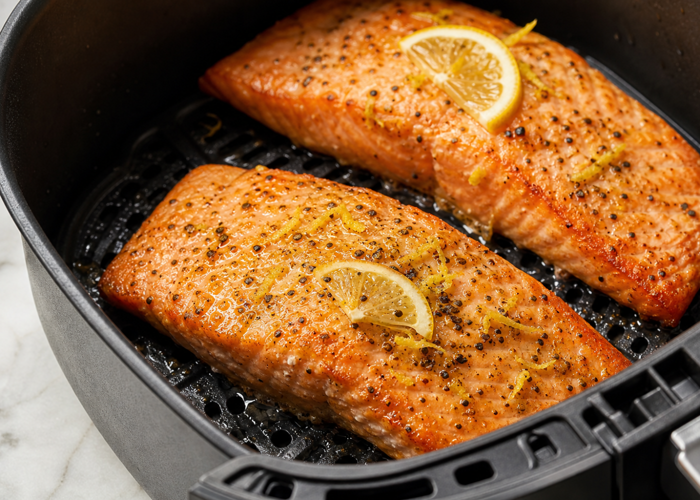 Frozen Salmon in Air Fryer With Lemon Pepper Butter