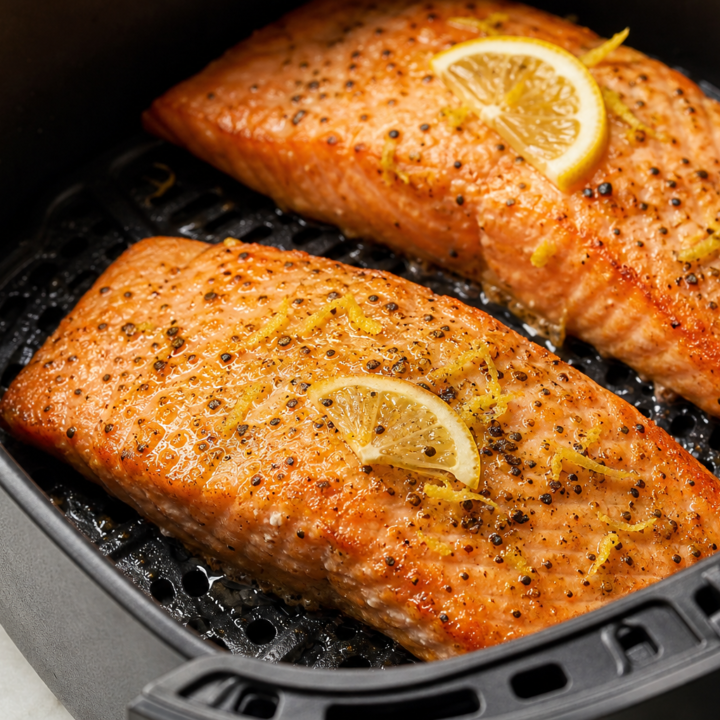 Frozen Salmon in Air Fryer With Lemon Pepper Butter