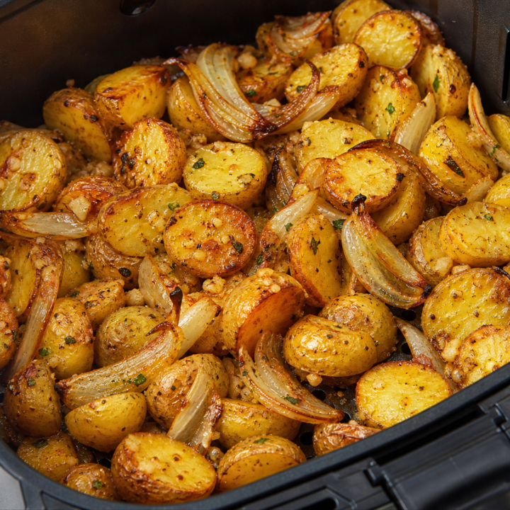 Garlic Butter Air Fryer Potatoes and Onions