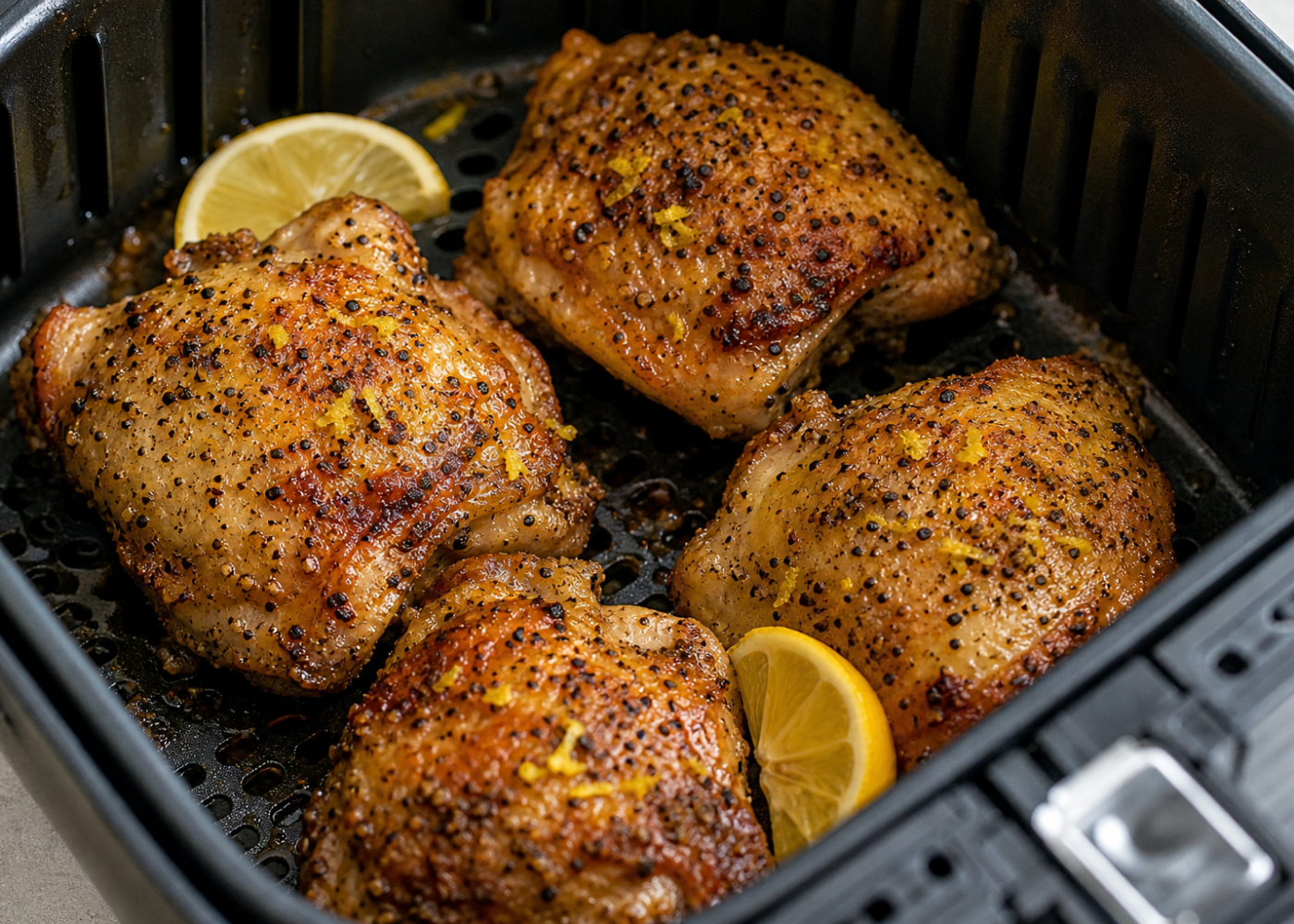 Lemon Pepper Air Fryer Chicken Thighs With Crisp Edges