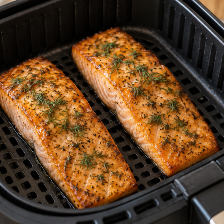 Air Fryer Honey Mustard Salmon With Dill