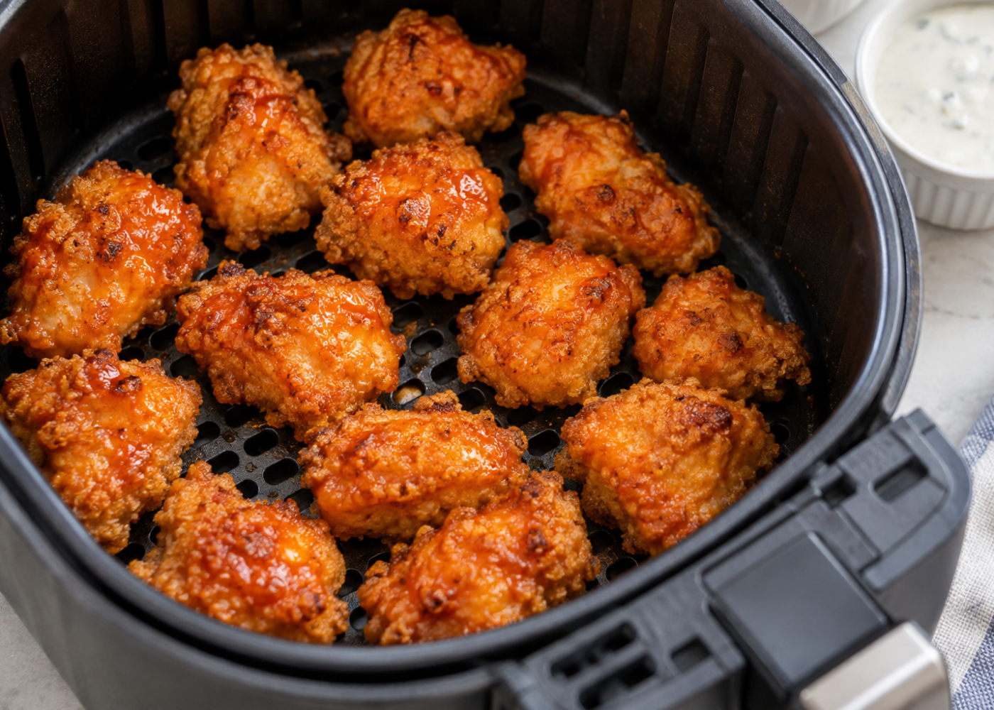 Buffalo Chicken Bites in Air Fryer With Ranch Dip