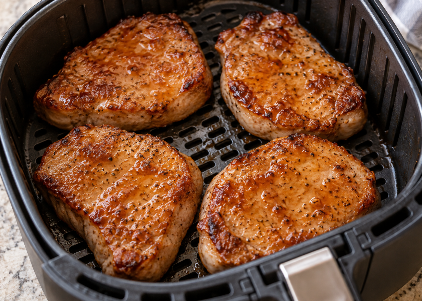 Juicy Boneless Pork Chops in Air Fryer With Apple Dijon Glaze