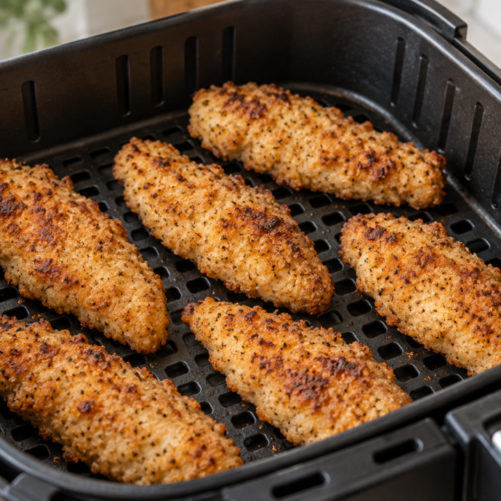 Keto Chicken Tenders in Air Fryer With Almond Parmesan Crust