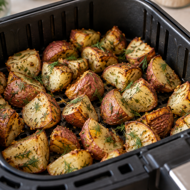 Red Potatoes in Air Fryer With Dill and Mustard