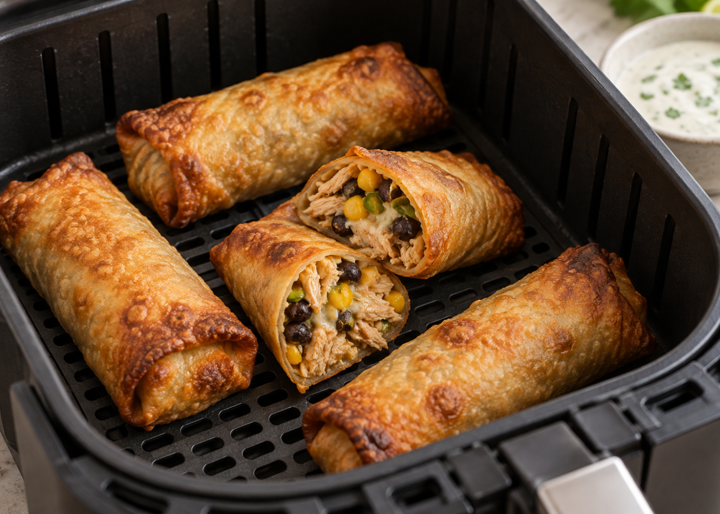 Southwest Egg Rolls in Air Fryer With Chicken and Black Beans